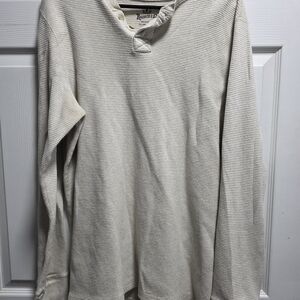 Men's Long Sleeve Waffle Henley Shirt - Cream